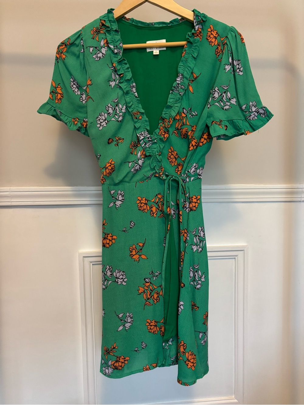 Lost + Wander Green Botanical Floral Wrap Dress Size S